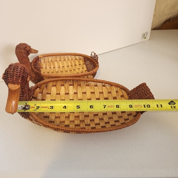 Vintage Duck Wicker Basket Lot Woven Rattan Plant Basket French Country Kitchen - Picture 7 of 9